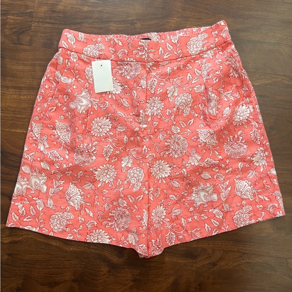 3/$30 ☀️ J.Crew Linen Blend Shorts Floral Coral